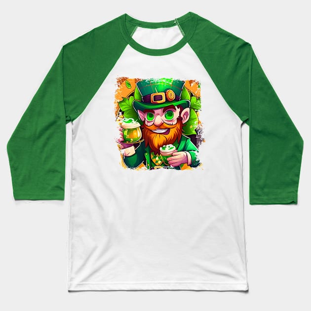 Lucky Leprechaun Beer With Me St. Patrick's Day Baseball T-Shirt by Johnathan Allen Wilson